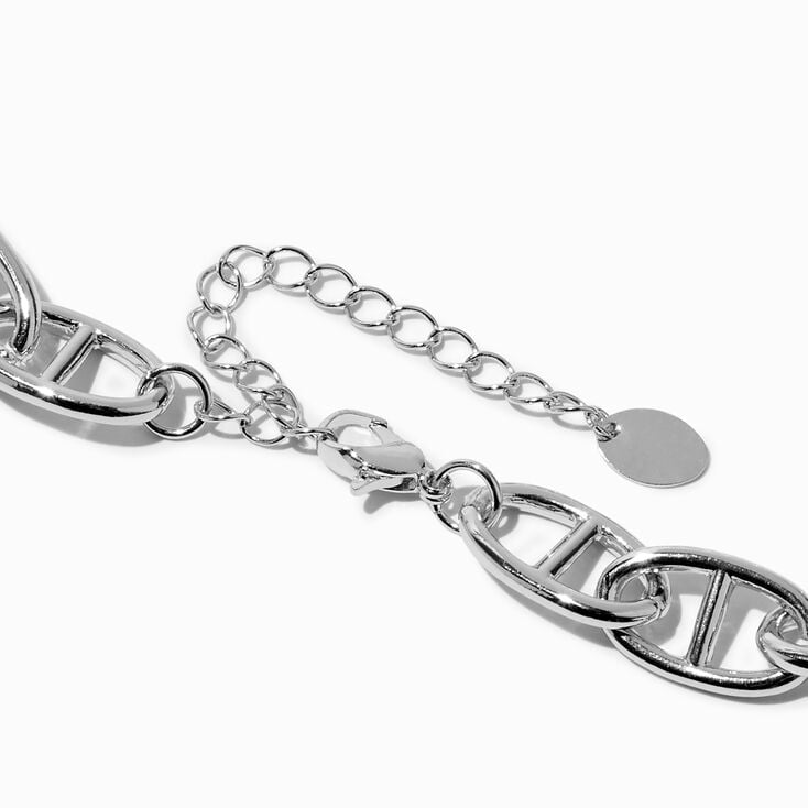 Silver-tone Chunky Pop Tab Chain Necklace,