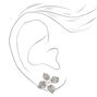 Silver Embellished Pearl Flower Stud Earrings,