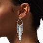 Silver-tone Crystal Baguette Fringe 4&quot; Drop Earrings,