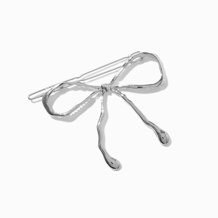 Silver Metal Hair Bow Clip ,