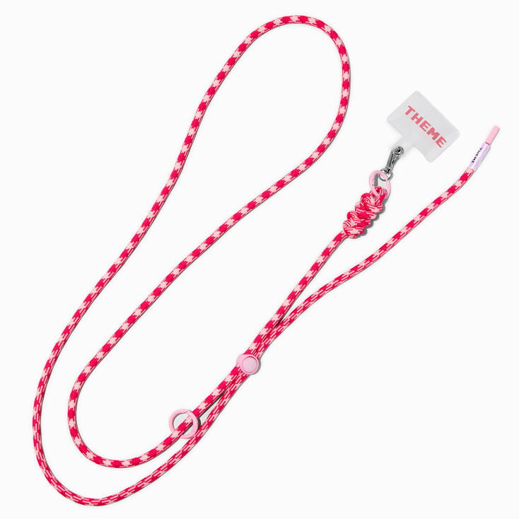 T H E M E x Claire&#39;s Pink Houndstooth Rope Lanyard,