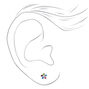 14kt White Gold Rainbow Crystal Daisy Studs Ear Piercing Kit with Ear Care Solution,