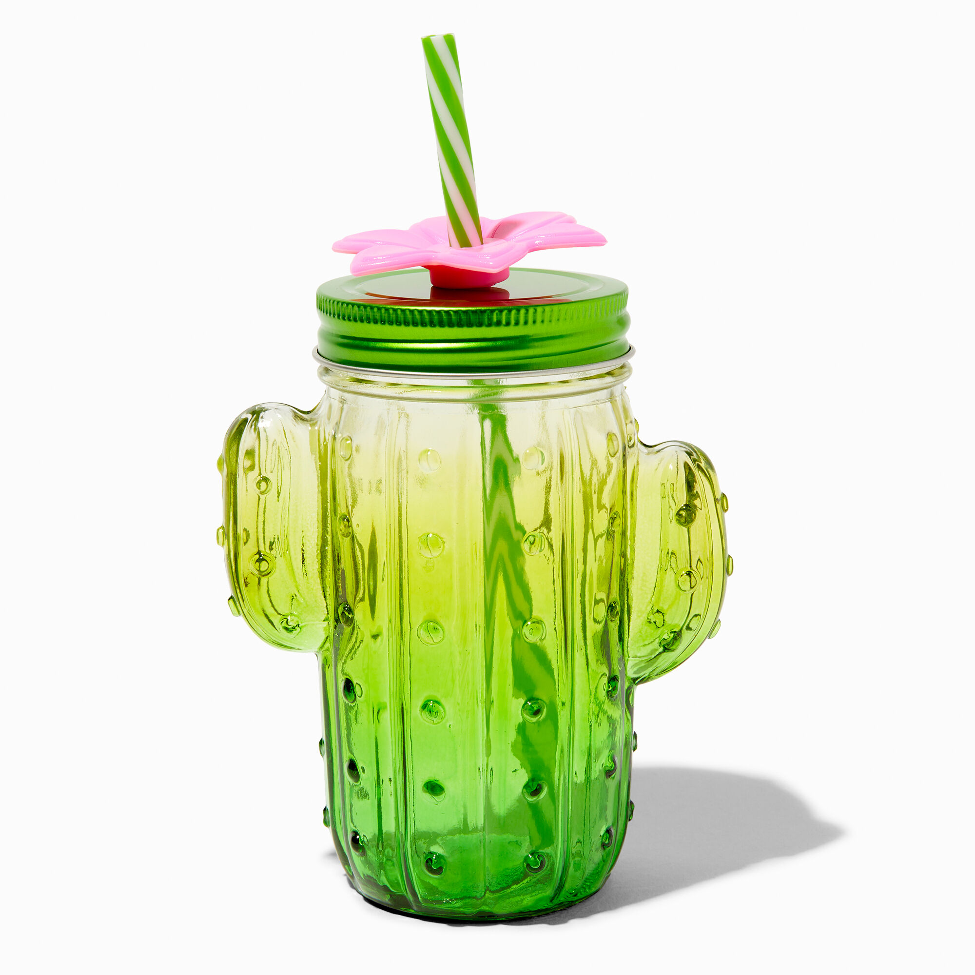 View Claires Cactus Shaped Mason Jar Tumbler Green information