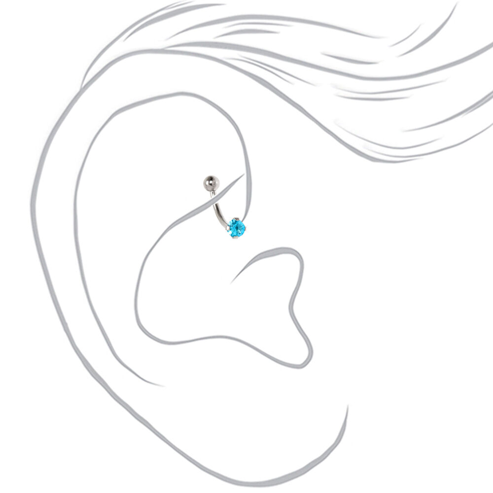Silver Cubic Zirconia 16G Pastel Crystal Rook Earrings - 3 Pack,