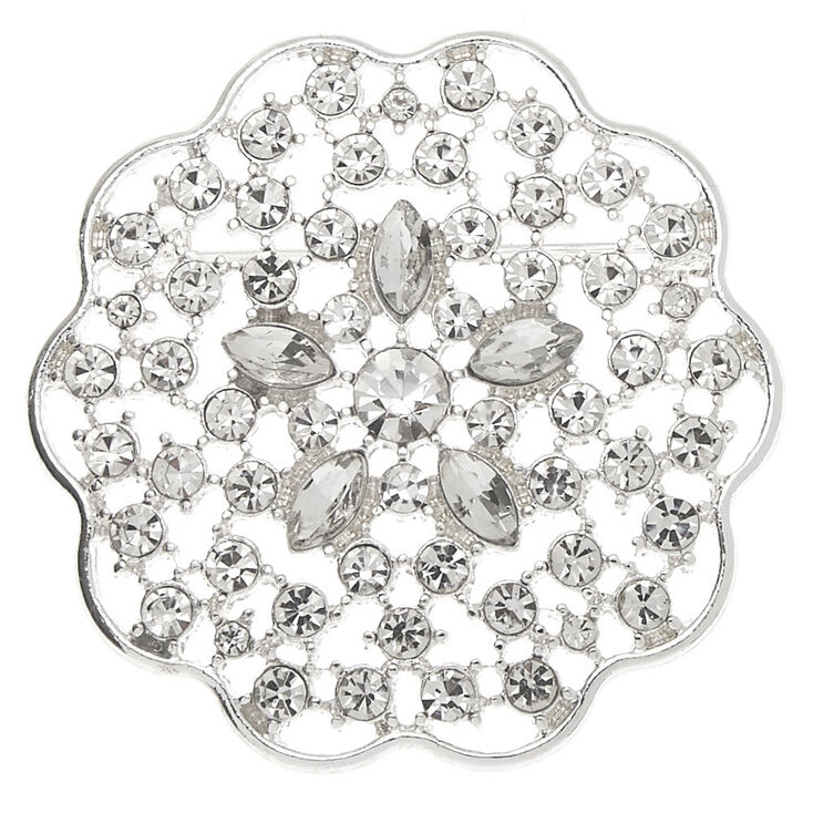 Claire's Broche explosion florale avec strass couleur argenté