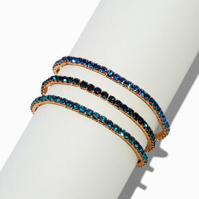 Shades of Blue Crystal Stretch Bracelets - 3 Pack,