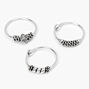 Anneaux pour piercing de cartilage torsad&eacute;s Bali 0,6&nbsp;mm couleur argent&eacute;e - Lot de 3,