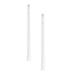 Silver-tone Bead &amp; Crystal Linear Drop Earrings,