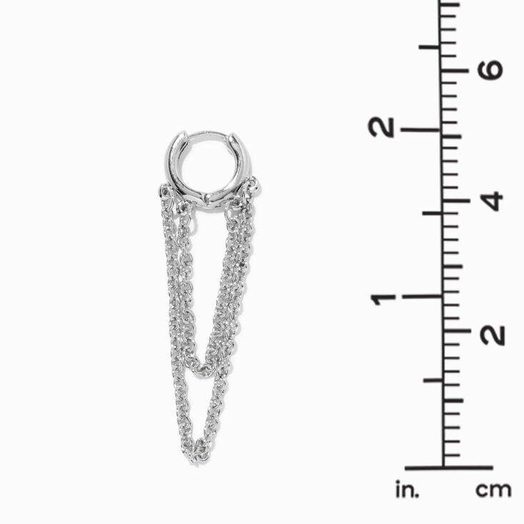 Silver 10MM Double Chain Huggie Hoop Earrings,