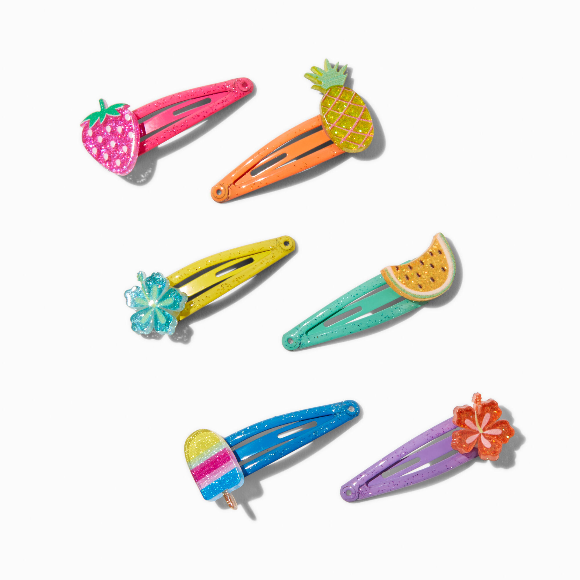 View Claires Club Summer Icons Snap Hair Clips 6 Pack information