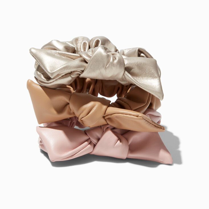 Faux Leather Knotted Hair Scrunchies - 3 Pack,