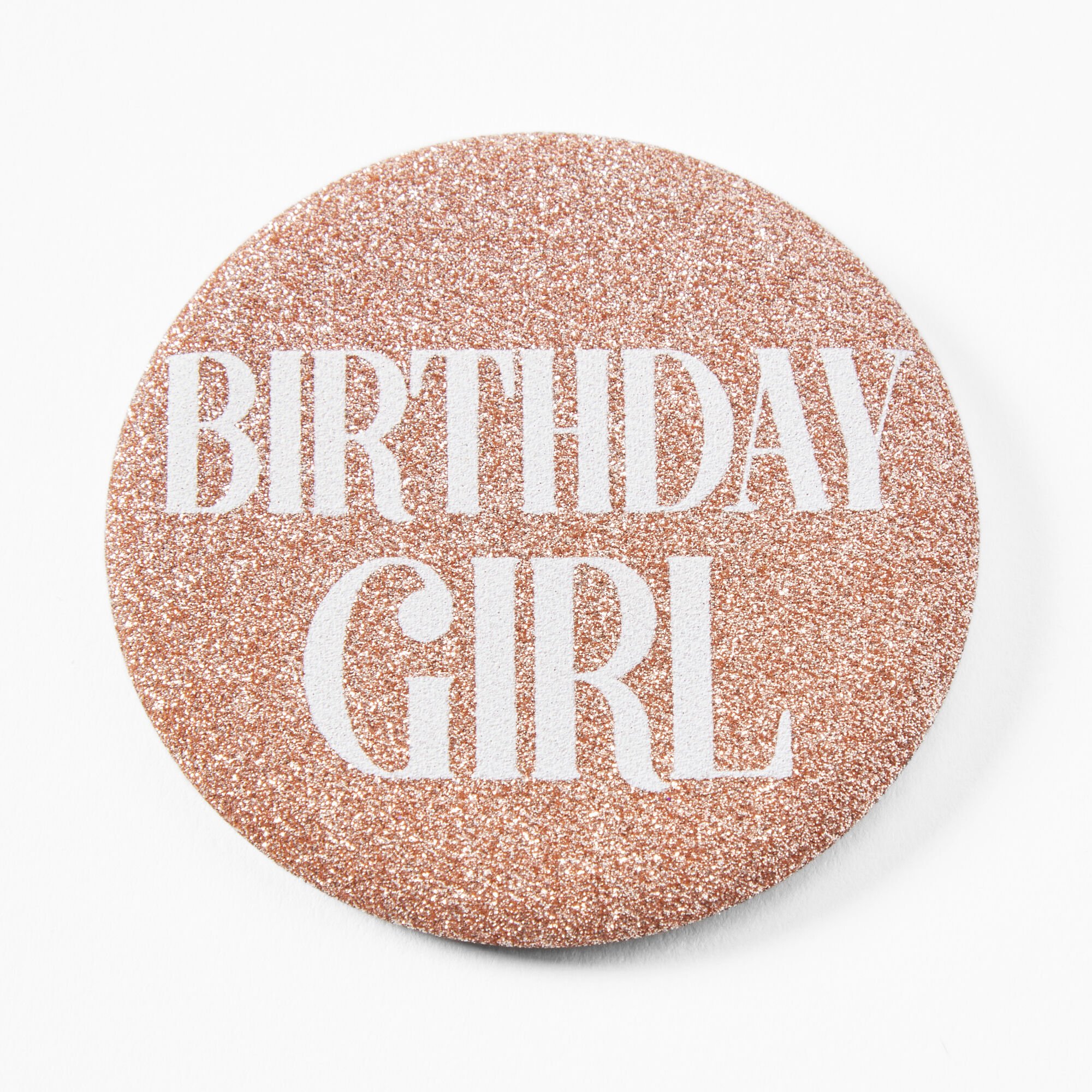 View Claires Birthday Girl Sequin Button Pink information