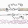 Iridescent Band &amp; Pink Heart Choker Necklaces - 3 Pack,