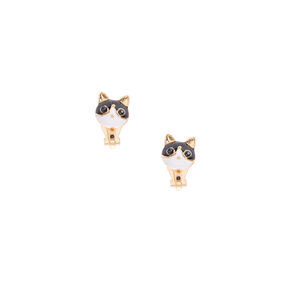 Gold Cat Clip On Stud Earrings,