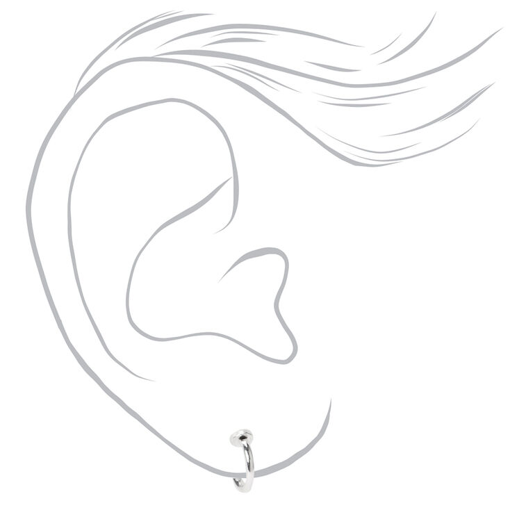 Silver 10MM Clip-On Hoop Earrings,