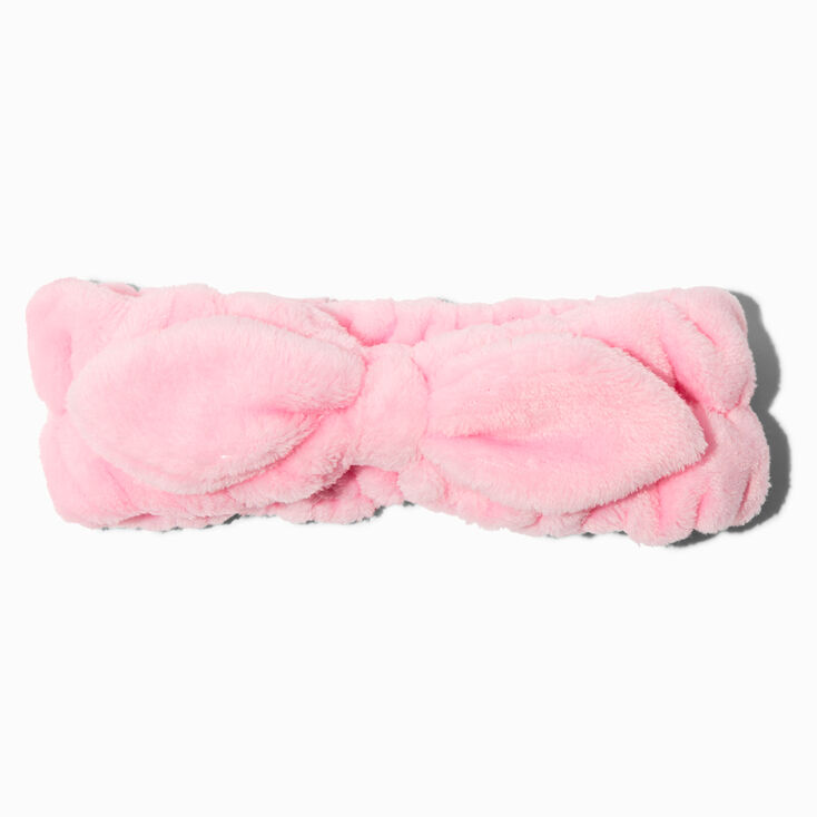 Pale Pink Furry Makeup Bow Headwrap,