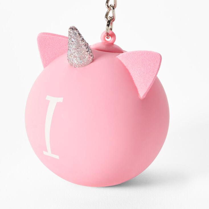 Initial Unicorn Stress Ball Keychain - Pink, I,