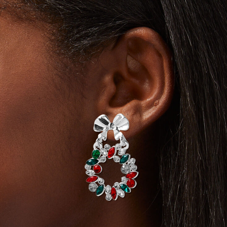 Holiday Wreath Gemstone Drop Earrings,