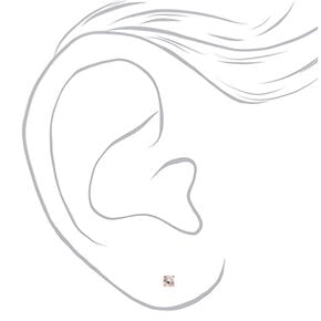 Rose Gold Cubic Zirconia Round Magnetic Stud Earrings - 5MM,