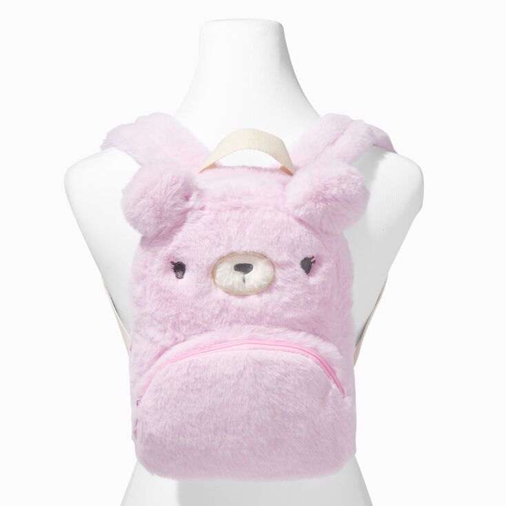 Claire&#39;s Club Furry Pink Bear Backpack,