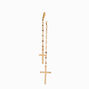 Gold-tone Cross Tinsel Chain Front &amp; Back Drop Earrings,