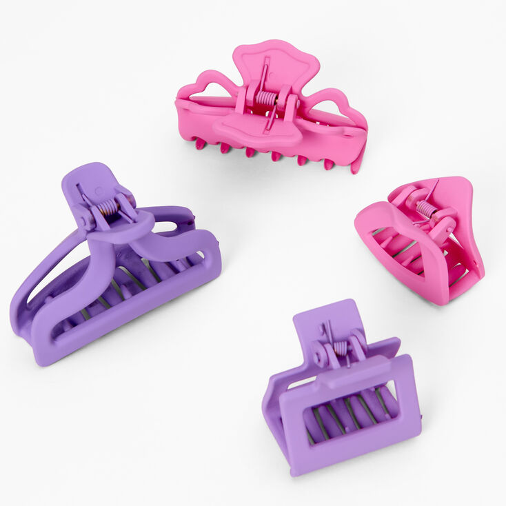 Pink &amp; Purple Mixed Hair Claws - 4 Pack,
