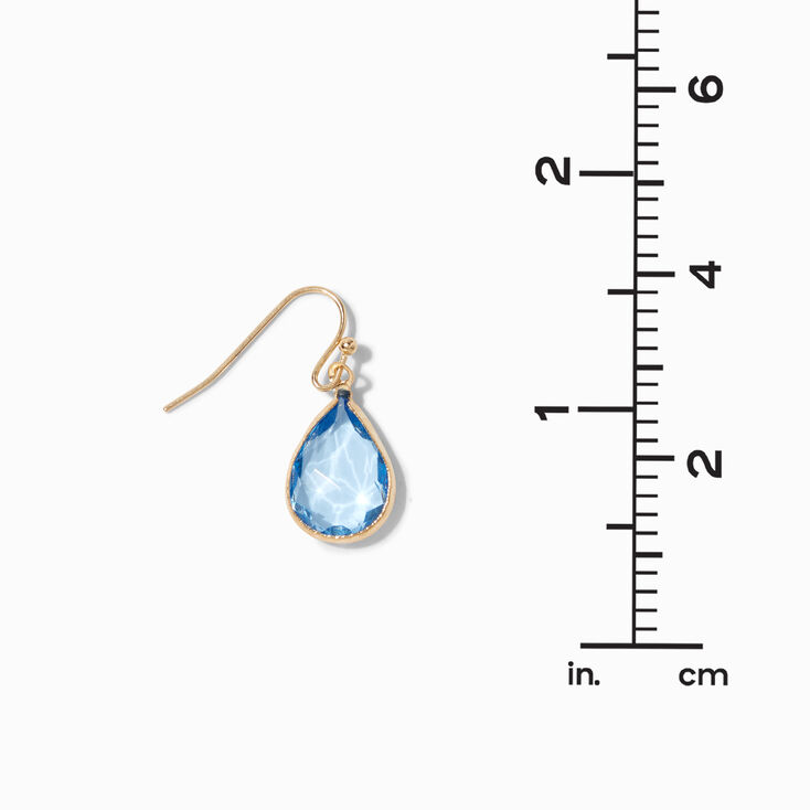 Gold-Tone 1&quot; Aqua Crystal Pear Drop Earrings,