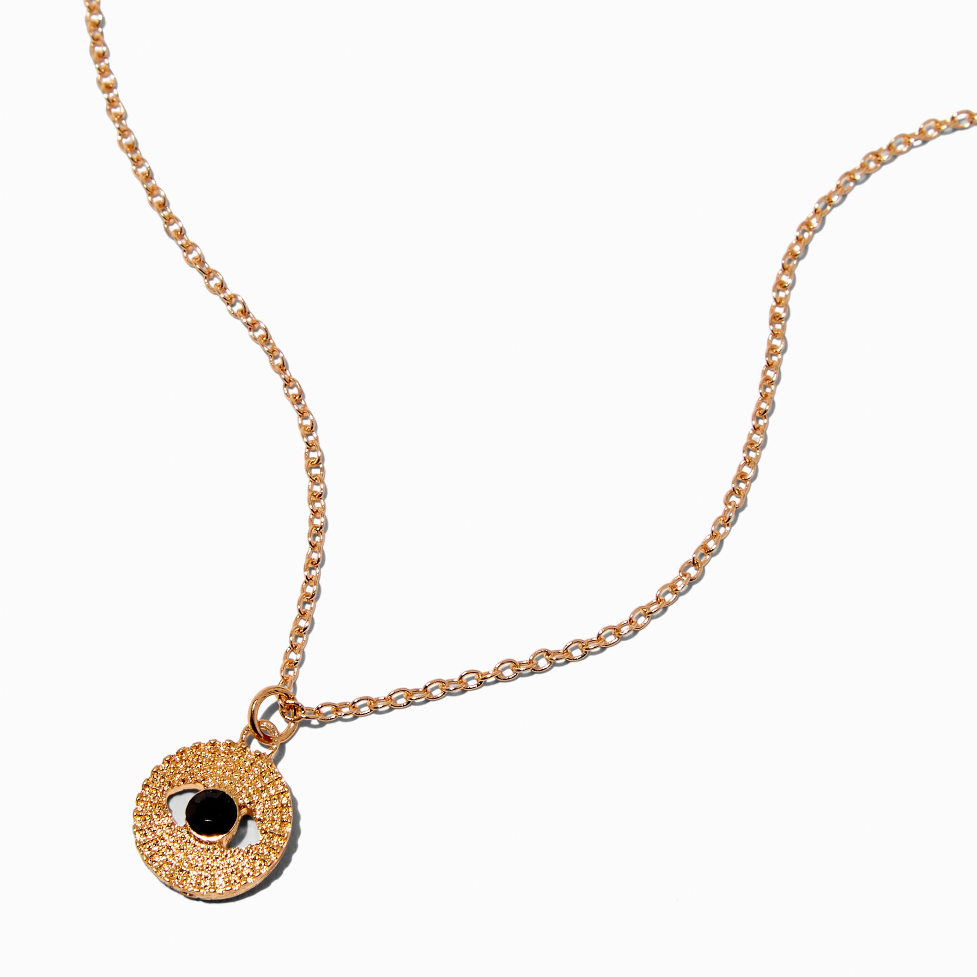 Gold-tone Mini Evil Eye Pendant Necklace,