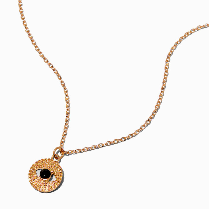 Gold-tone Mini Evil Eye Pendant Necklace,