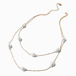 Gold-tone Pearl Multi-Strand Necklace,