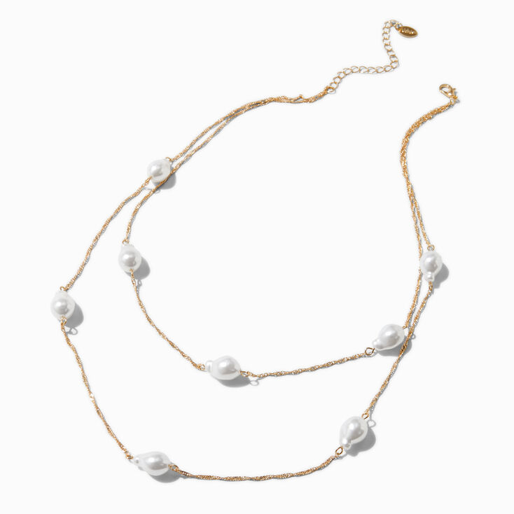 Gold-tone Pearl Multi-Strand Necklace,