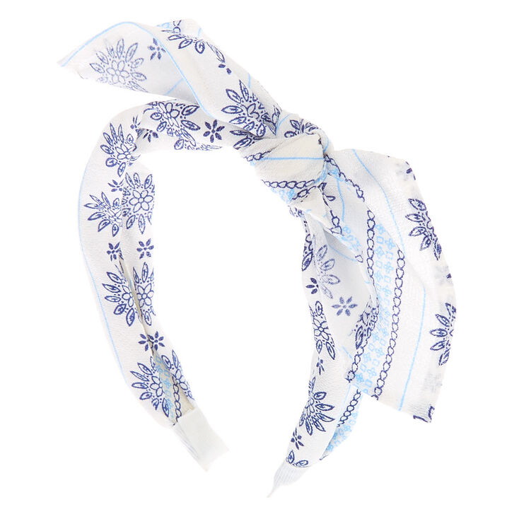 Prairie Floral Knotted Bow Headband - White,