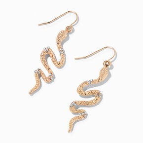 Gold-tone 1.5&quot; Embellished Snake Drop Earrings,