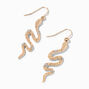 Gold 1.5&quot; Embellished Snake Drop Earrings,