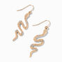 Gold-tone 1.5&quot; Embellished Snake Drop Earrings,