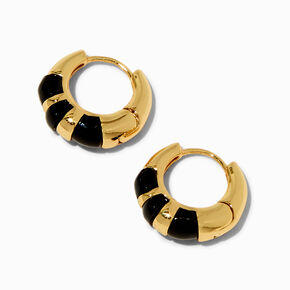 JAM + RICO x Claire&#39;s 18k Yellow Gold &amp; Black Colorblock Hoop Earrings ,