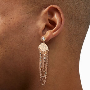 Gold-tone Textured Chain Drape Drop Earrings,