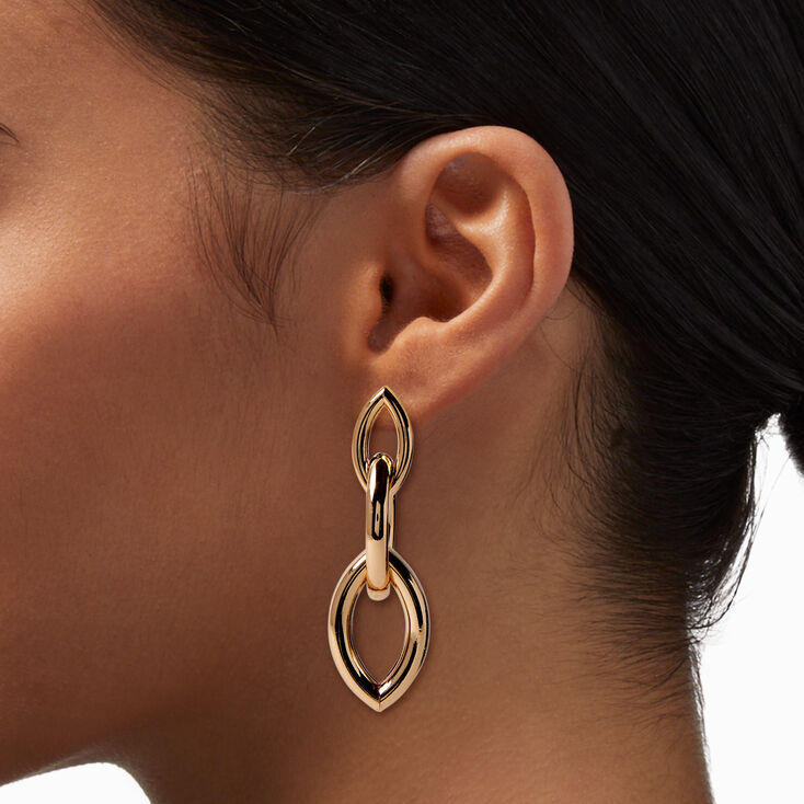 Gold-tone Oval Chain Link 2" Drop Earrings