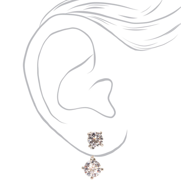 Cubic Zirconia Front &amp; Back Earrings,