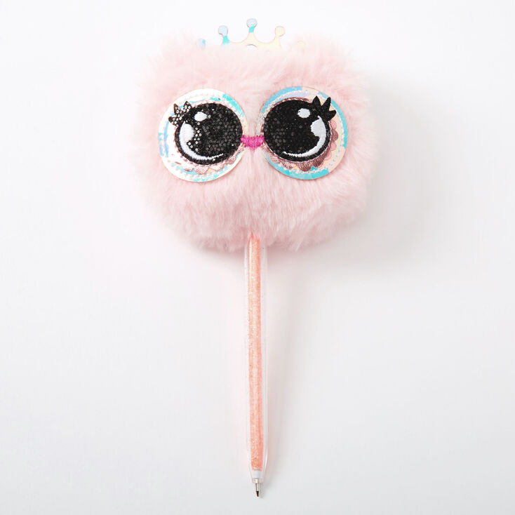 Stylo en peluche Penelope la chouette - Rose,