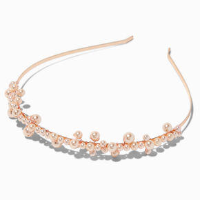 Rose Gold Pearl Cluster Headband,
