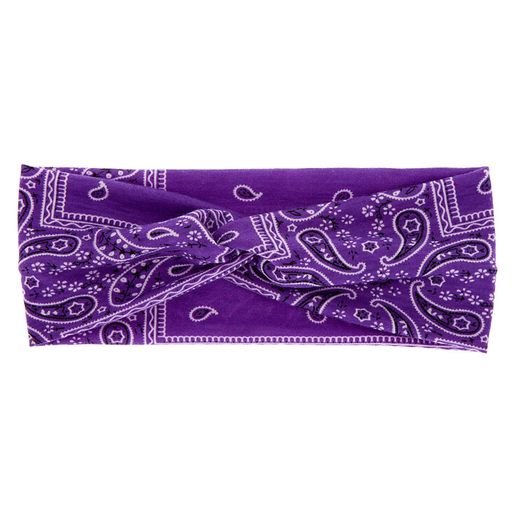 Wide Jersey Bandana Headwrap - Purple,