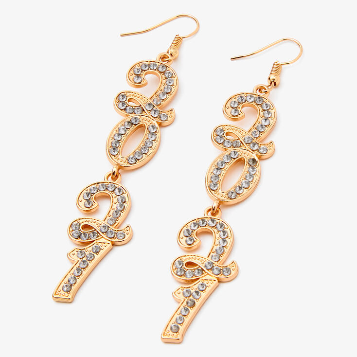 Gold 3&quot; 2021 Cubic Zirconia Linear Drop Earrings,