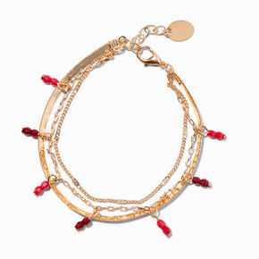 Pink Bead Charm Multi-Strand Chain Bracelet,