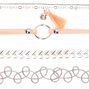 Silver Mixed Choker Necklaces - Blush Pink, 5 Pack,