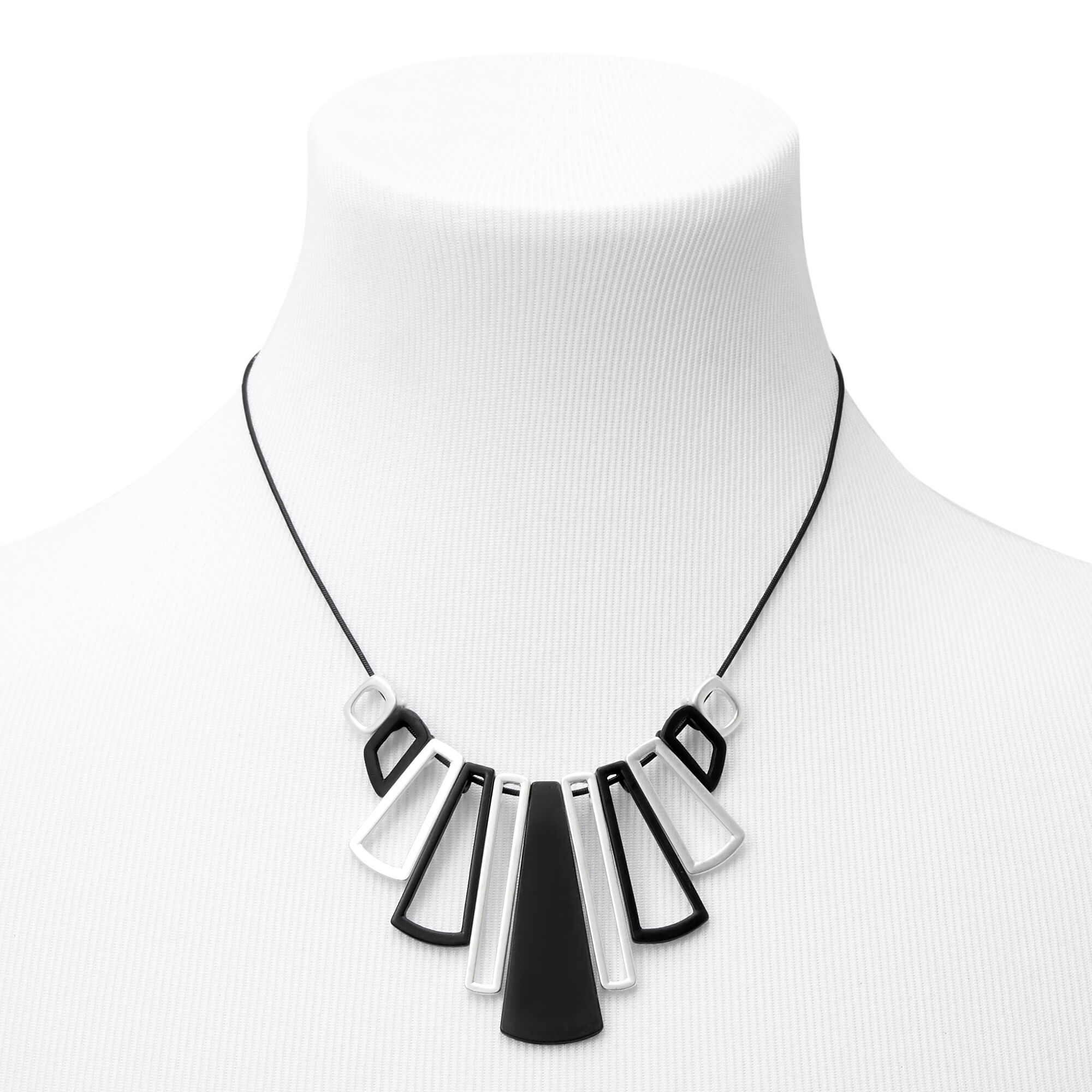 Black & Silver Piano Keys Statement Necklace,