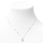 Silver Half Stone Initial Pendant Necklace - D,