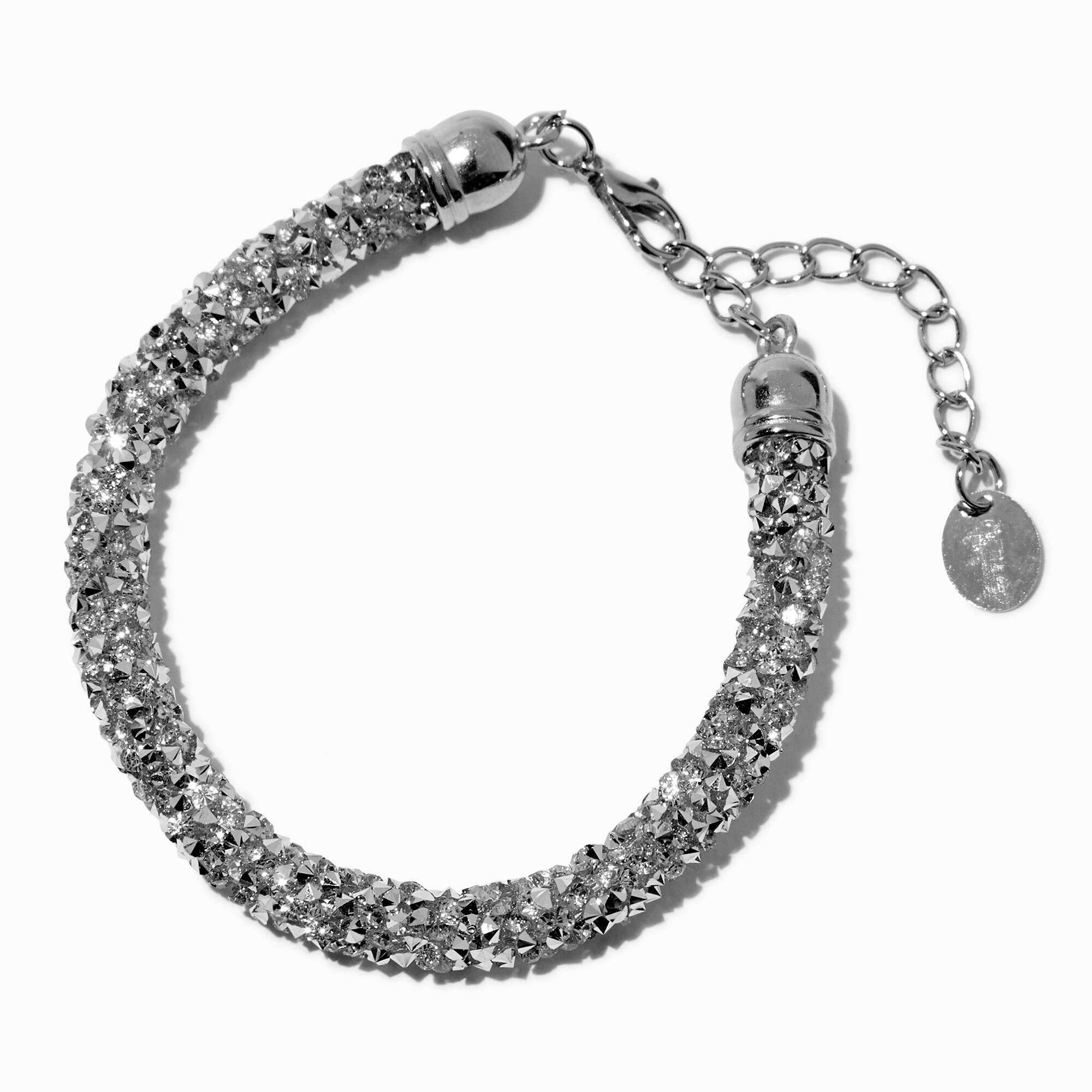 Claire s Club Silver Glitter Bracelet Claire s US
