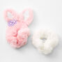 Claire&#39;s Club Pink &amp; White Medium Bunny Ear Hair Scrunchies,