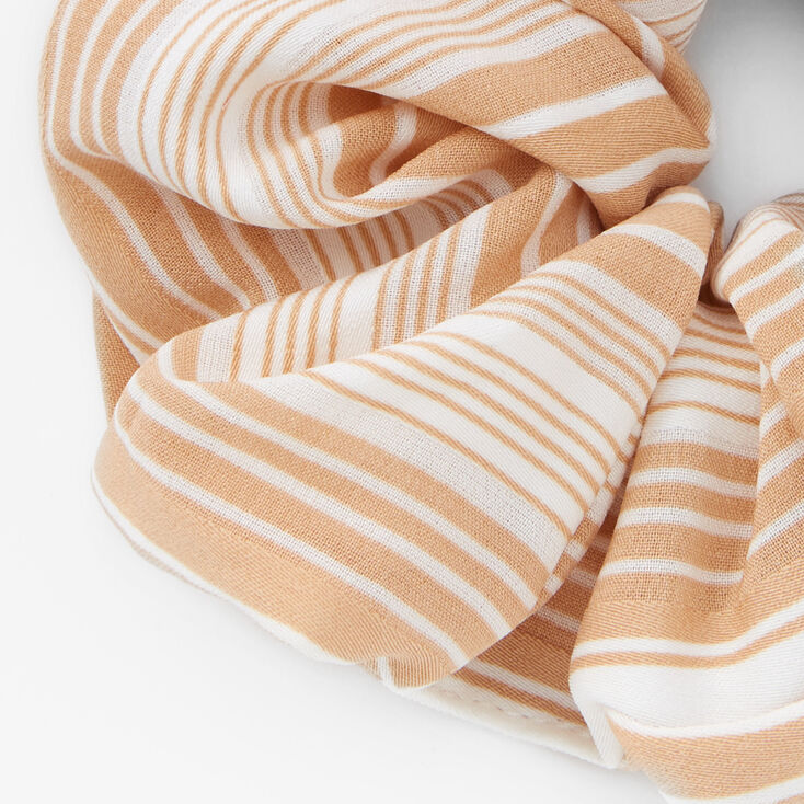 Tan &amp; White Striped Giant Hair Scrunchie,